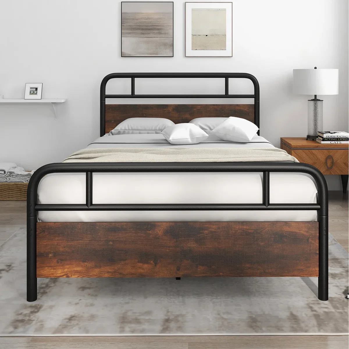 Double Size Metal Bed Frame-Black - Black – image 3