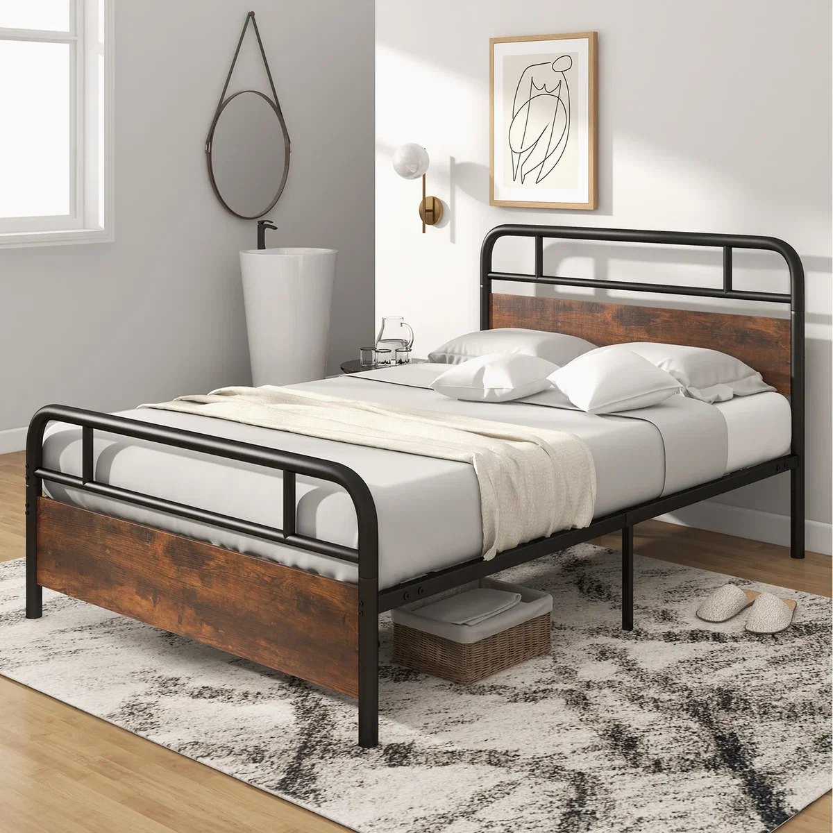 Double Size Metal Bed Frame-Black - Black – image 4