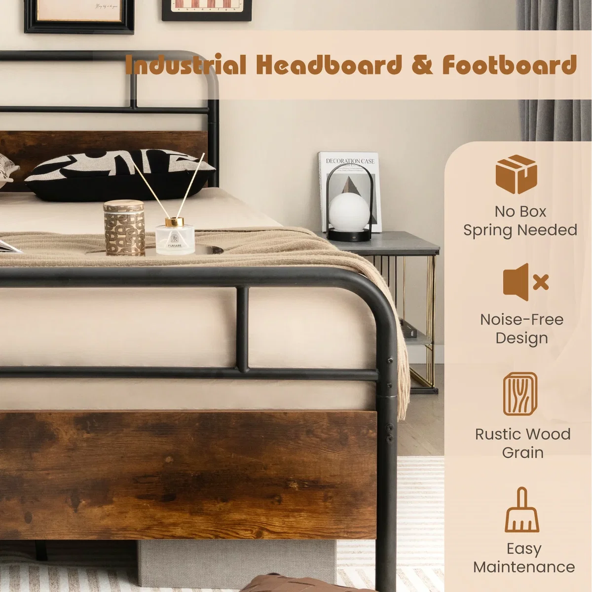 Double Size Metal Bed Frame-Black - Black – image 6