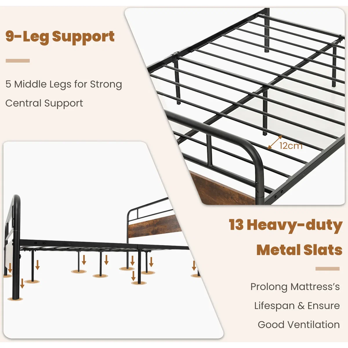 Double Size Metal Bed Frame-Black - Black – image 7