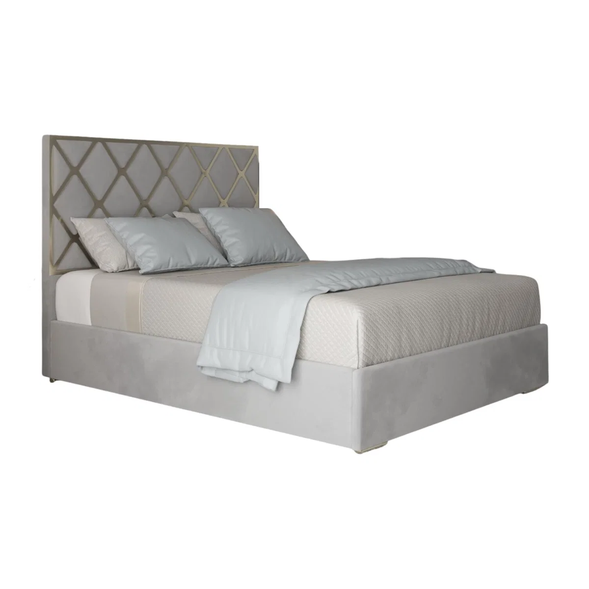 Repose Upholstered Velvet Metal Bed Frame - Grey / King