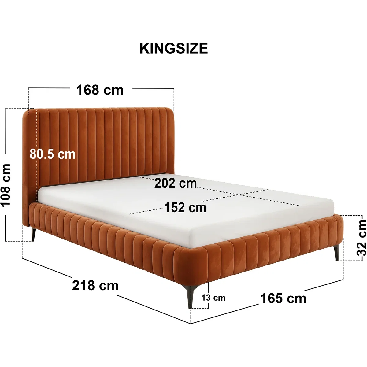 Adelaide Upholstered Bed Frame Burnt Orange King - Burnt Orange – image 7