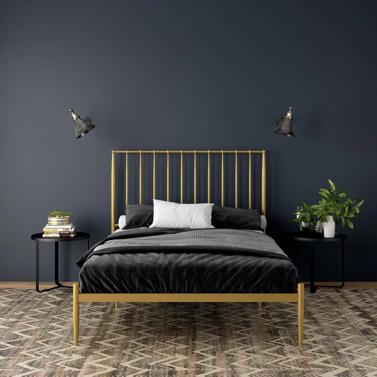 Giulia Modern Metal Bed - Gold / King