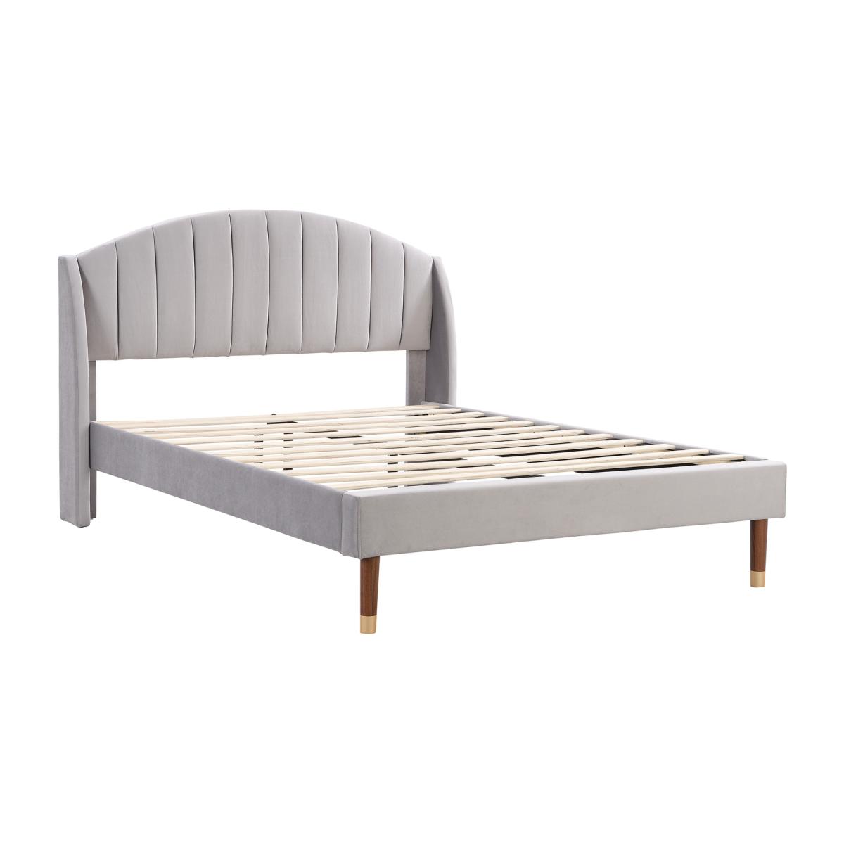 Upholstered Youth Bed with Slatted Frame - Grey