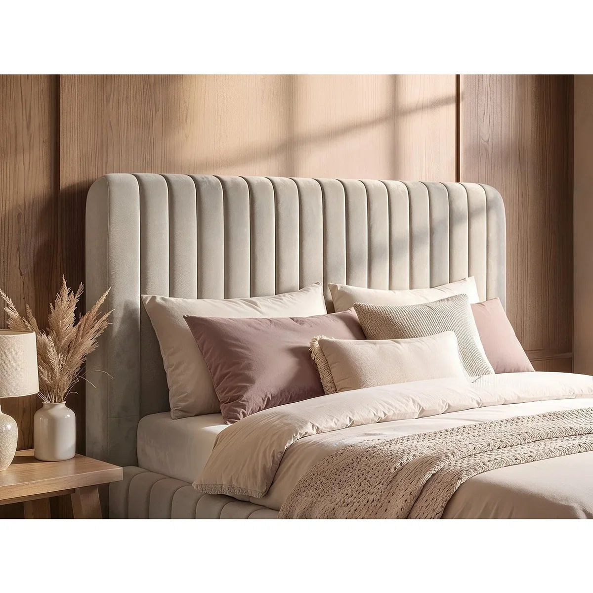 Adelaide Upholstered Bed Frame Beige King - Beige – image 2