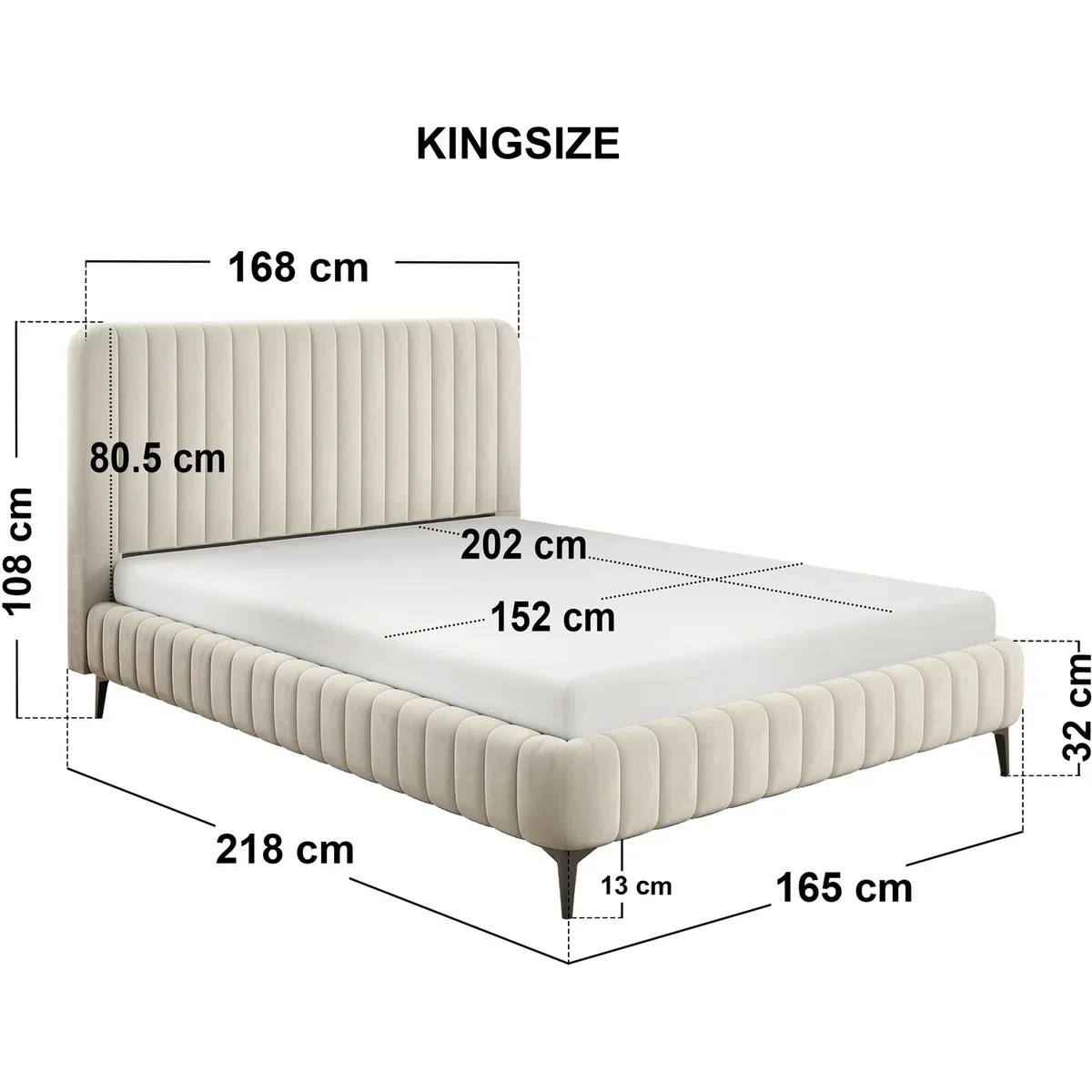 Adelaide Upholstered Bed Frame Beige King - Beige – image 5