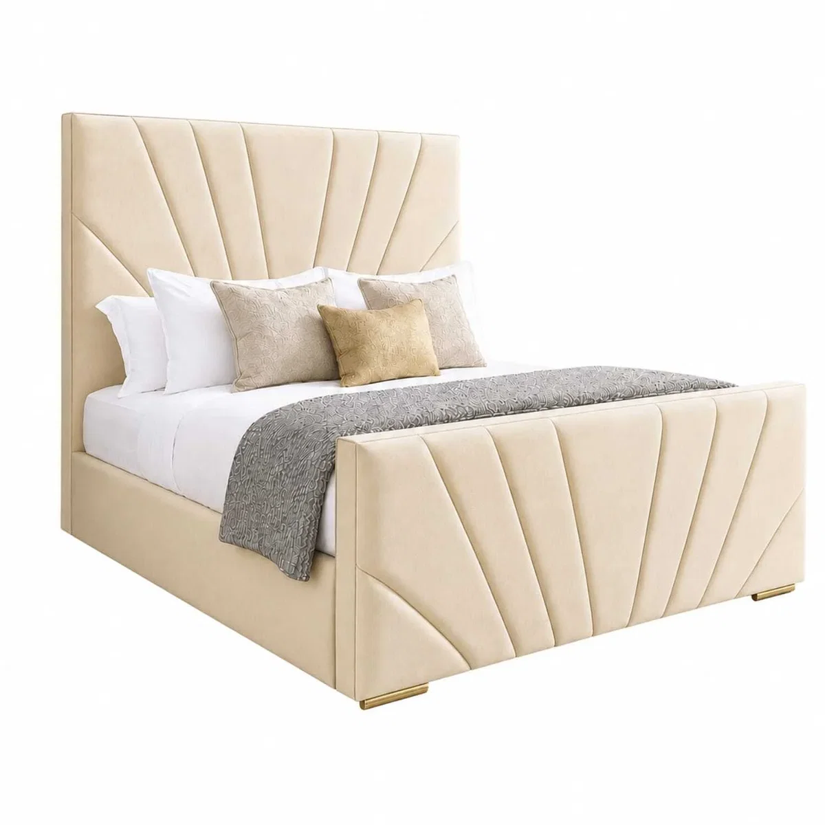Elegance Upholstered Bed Frame With Headboard & Footboard - Green / King – image 8