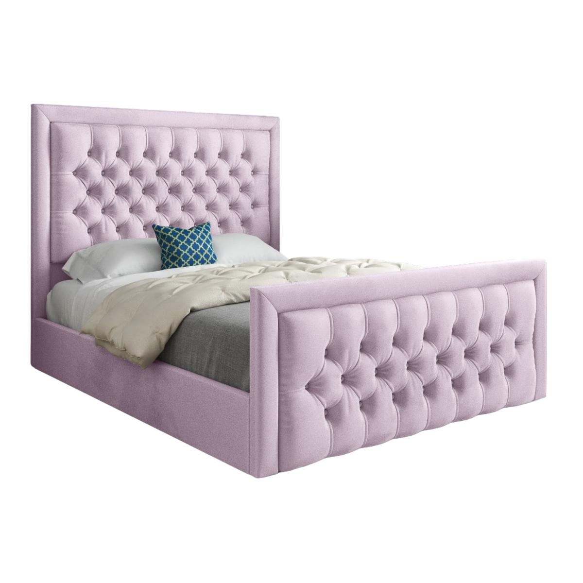 Napster Upholstered Velvet Bed Frame - Pink / Small Single