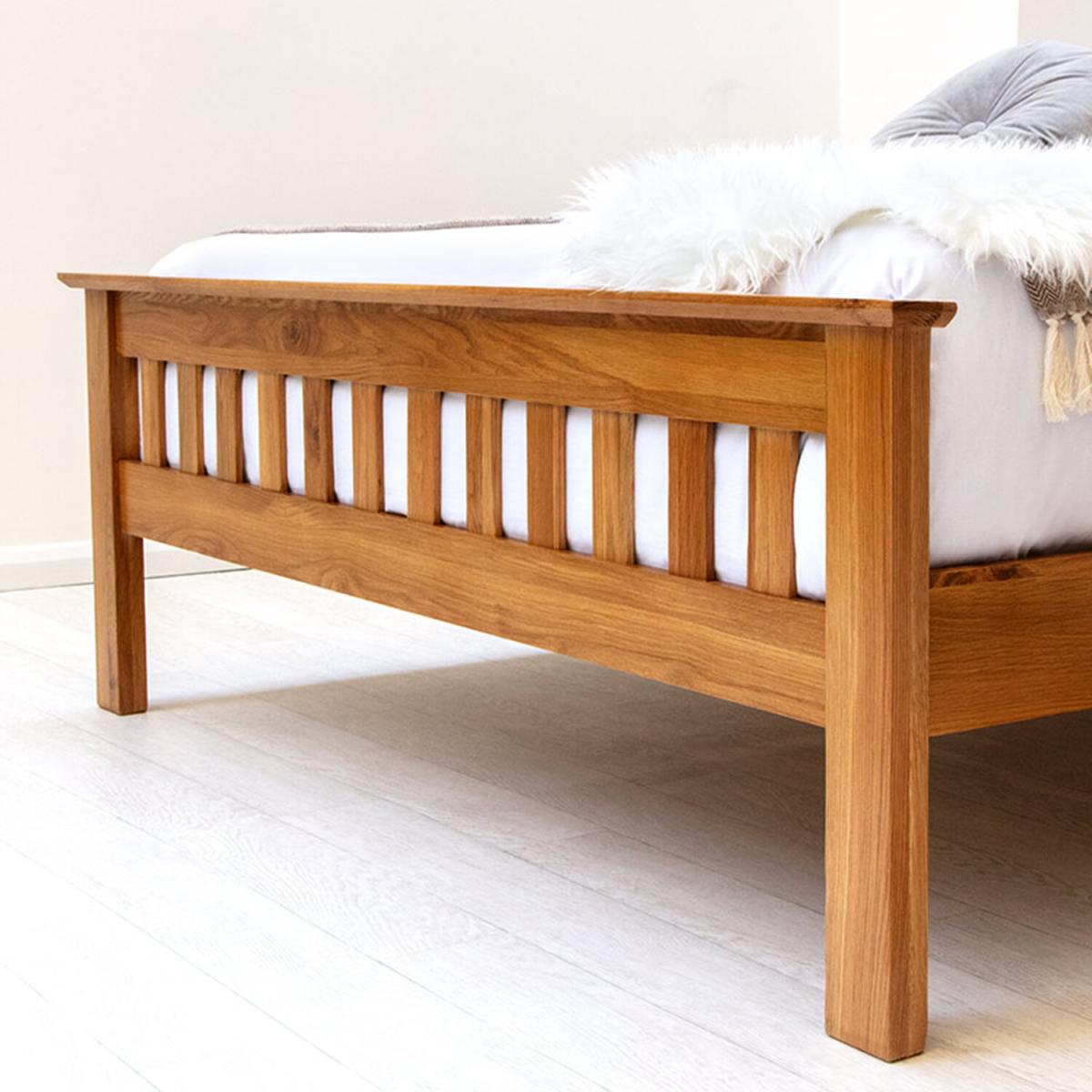 Chelford Farmhouse Style Solid Oak Wooden Bed Frame - Brown / 58g – image 2