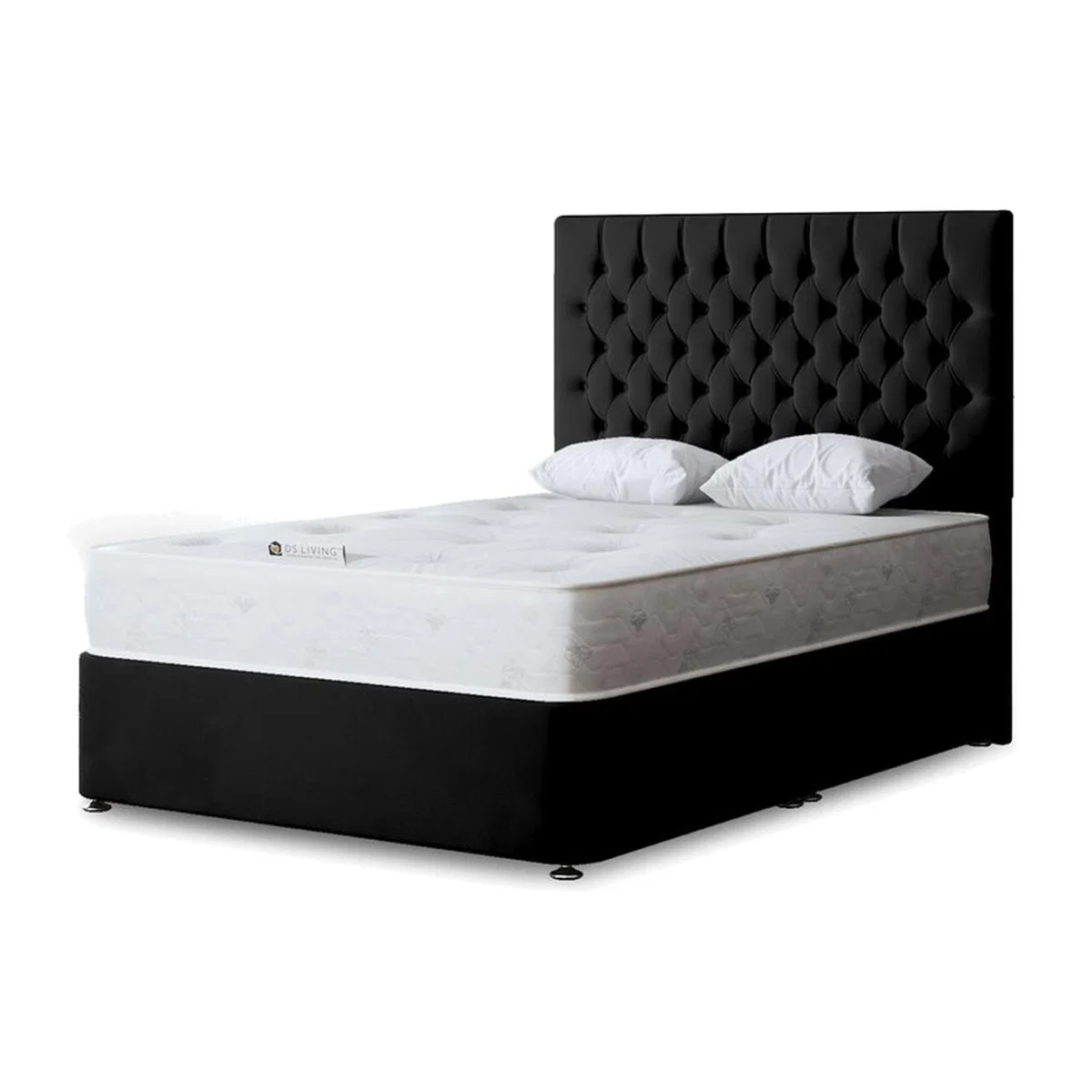 Seraphine Chesterfield Divan Bed with 2 Drawers - Black / Small double