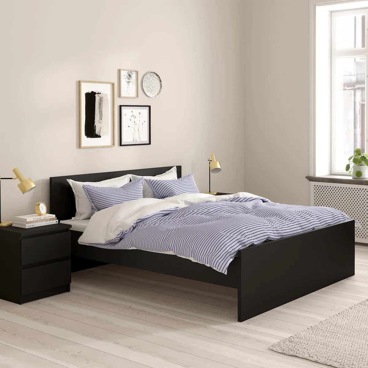 Naia Double Bed 4ft6 (140 x 190) in White High Gloss - Black Matt – image 12