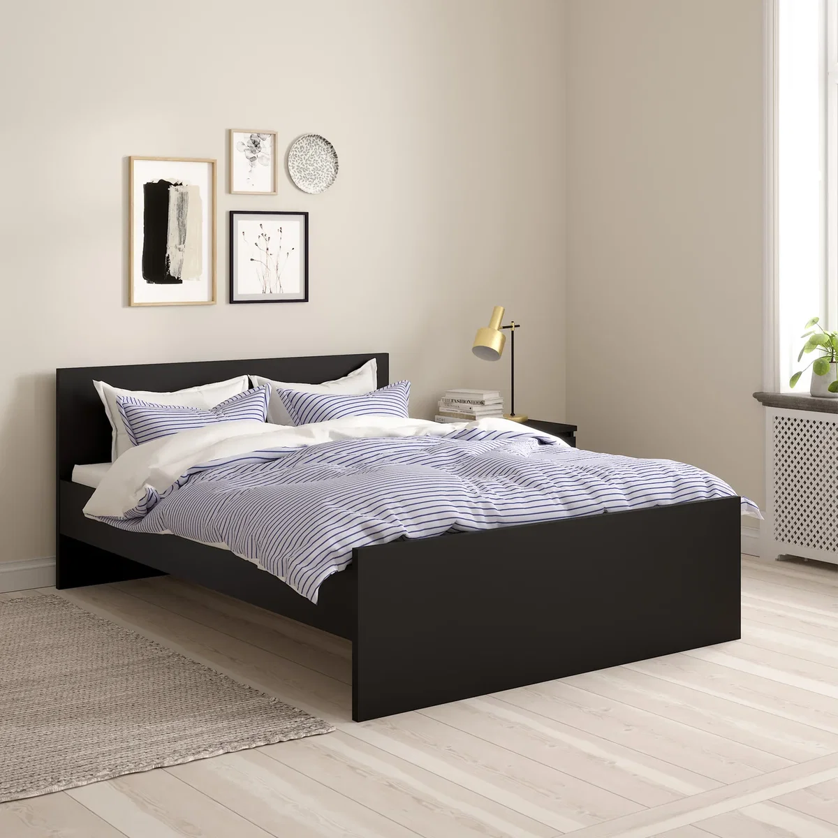 Naia Double Bed 4ft6 (140 x 190) in White High Gloss - Black Matt – image 13