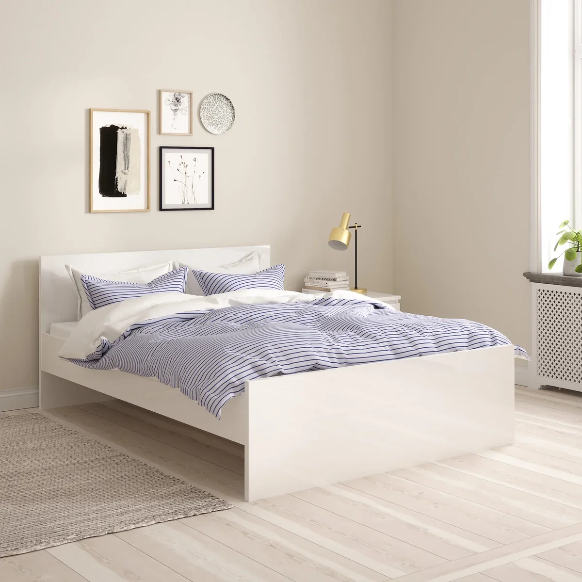 Naia Double Bed 4ft6 (140 x 190) in White High Gloss - Black Matt – image 5