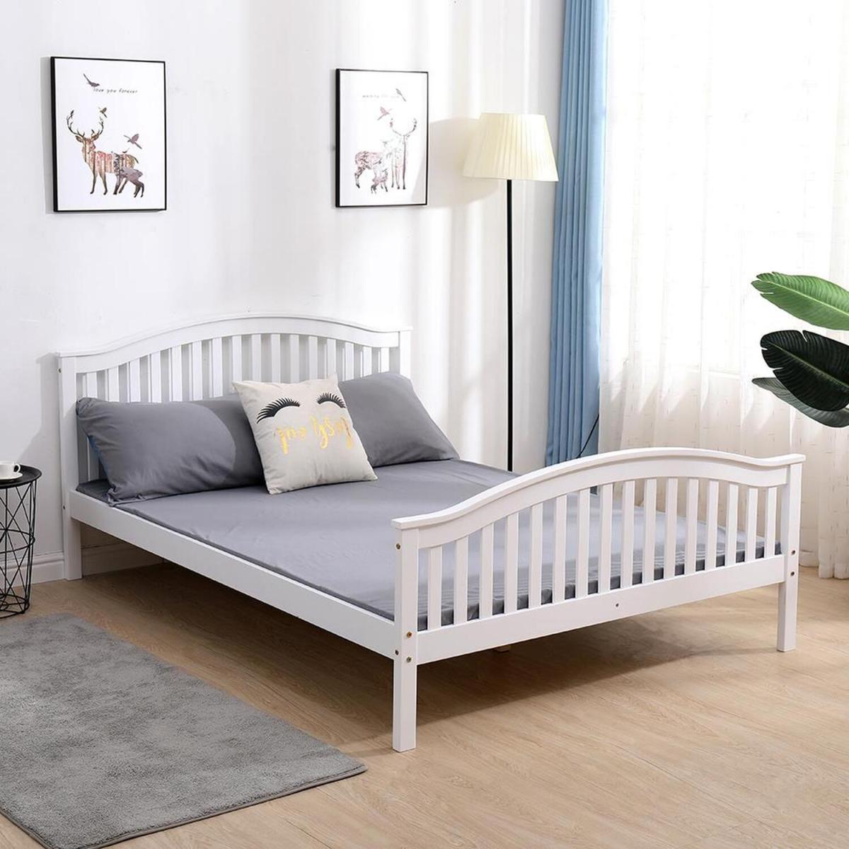 Madrid Slatted Wooden Bed Frame - White