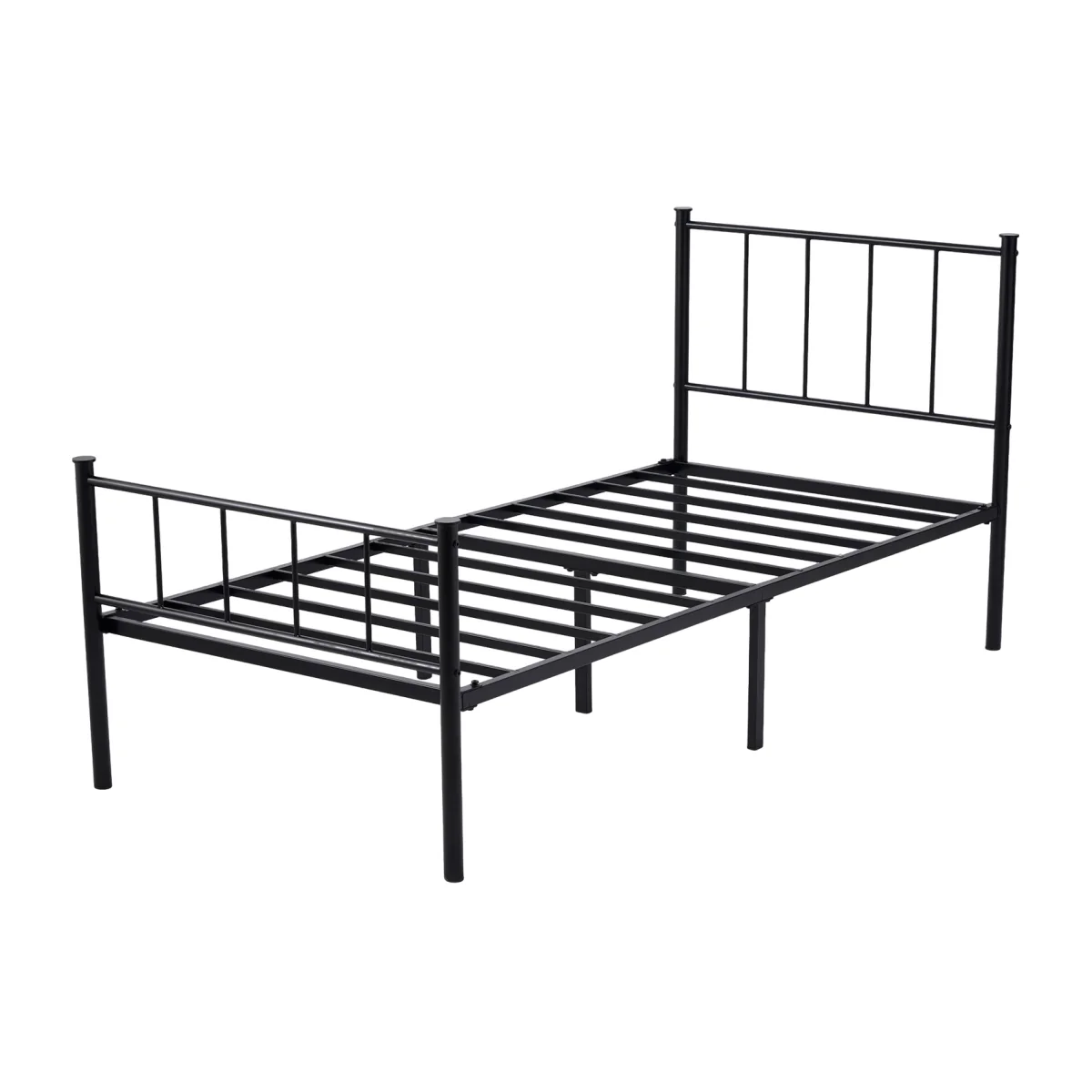 MCC Direct 3ft Single Black Metal Bed Frame with Headboard and Footboard Finn - Black