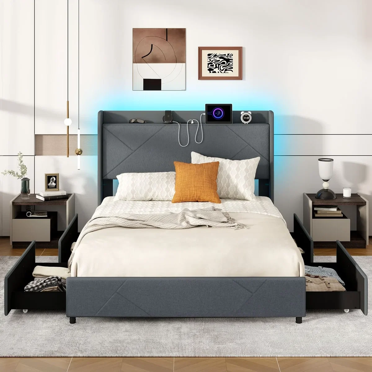 Costway Bed Frame - Grey – image 5