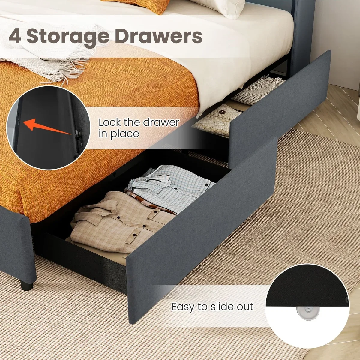 Costway Bed Frame - Grey – image 9