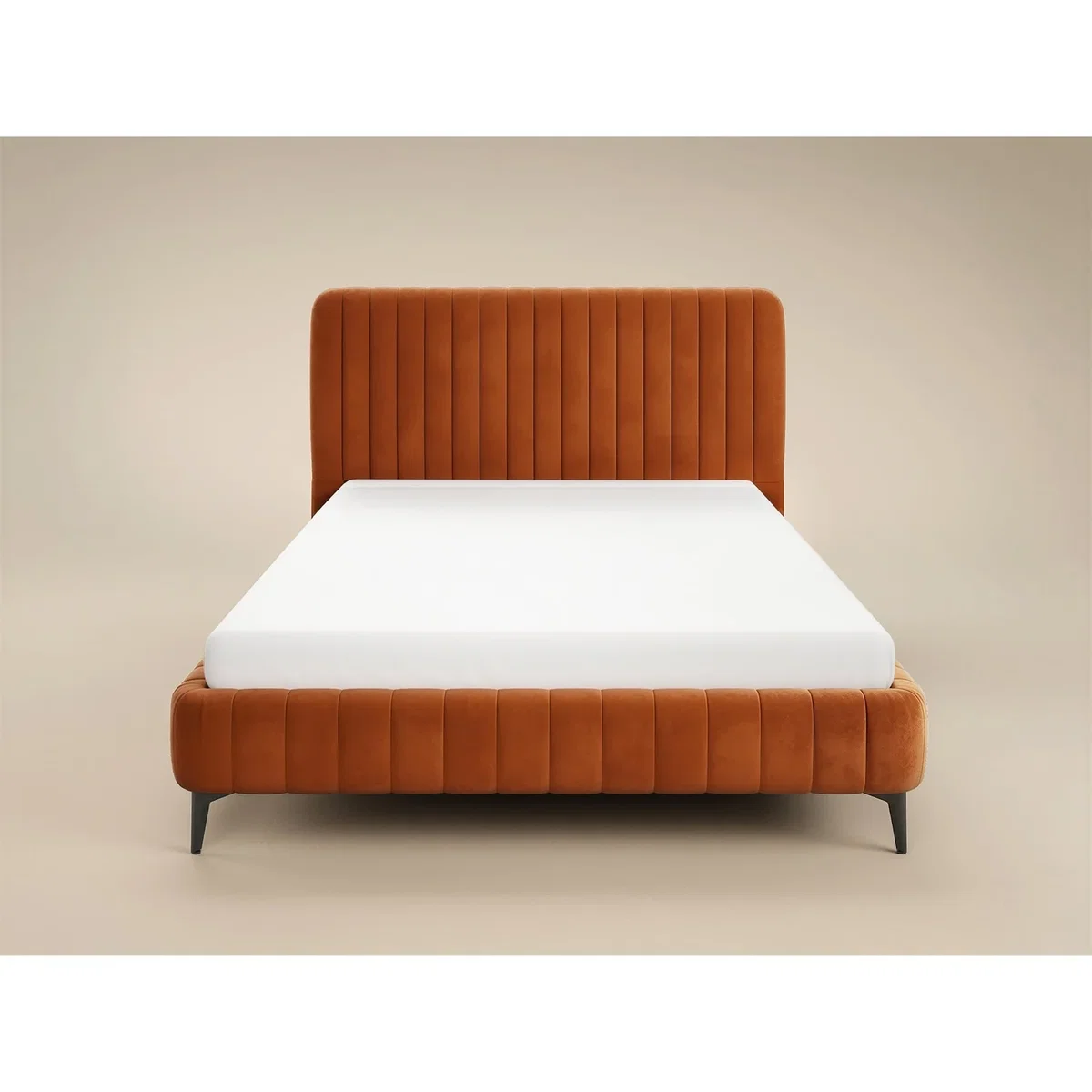 Adelaide Upholstered Bed Frame Burnt Orange Double - Burnt Orange – image 5