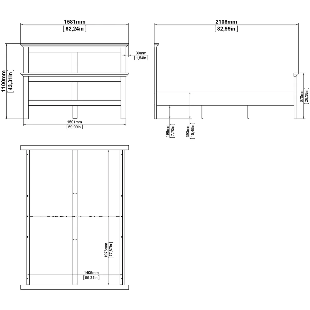 Paris Double Bed (140 x 200) in White - White – image 12