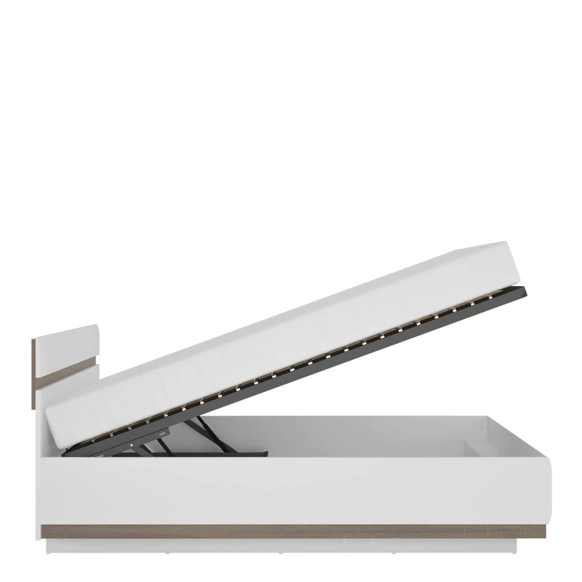Foxwhisk King Size (5ft) Lift-Up Bed in White Gloss and Oak - White – image 3