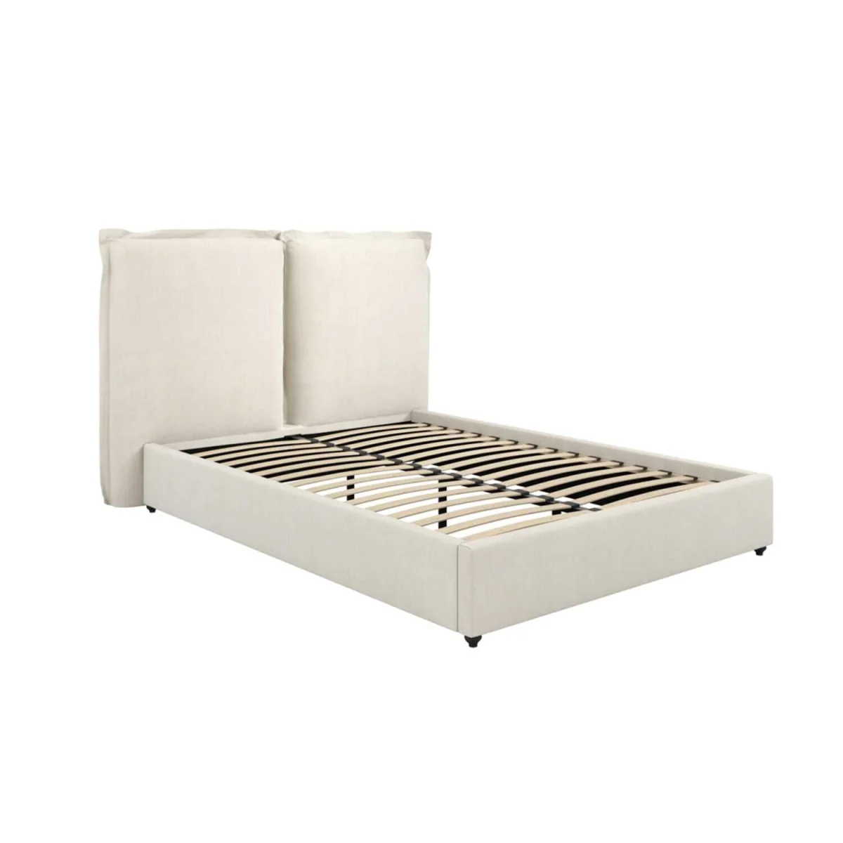 Wexford 4ft6 Double Bed Ivory Linen Upholstered Pillow Headboard - Brown – image 2