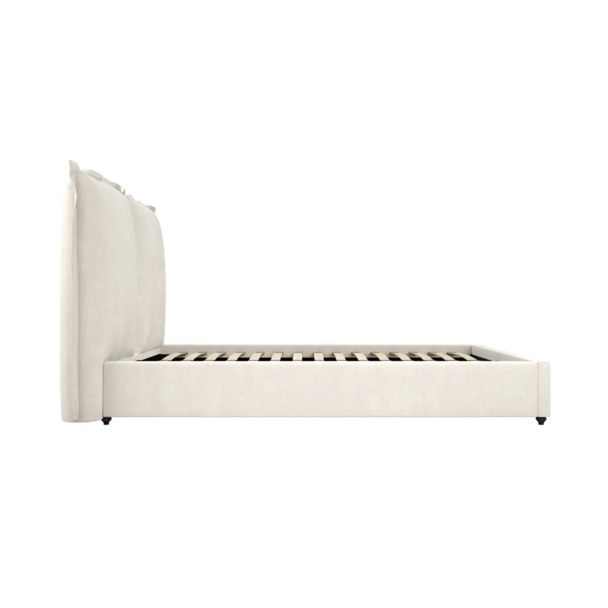 Wexford 4ft6 Double Bed Ivory Linen Upholstered Pillow Headboard - Brown – image 4