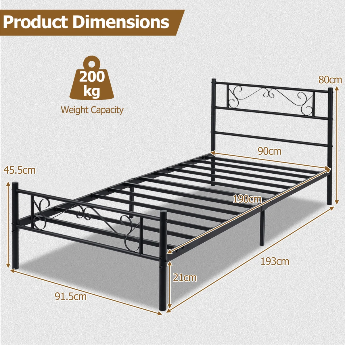Floral Headboard Bed Frame - Black – image 2