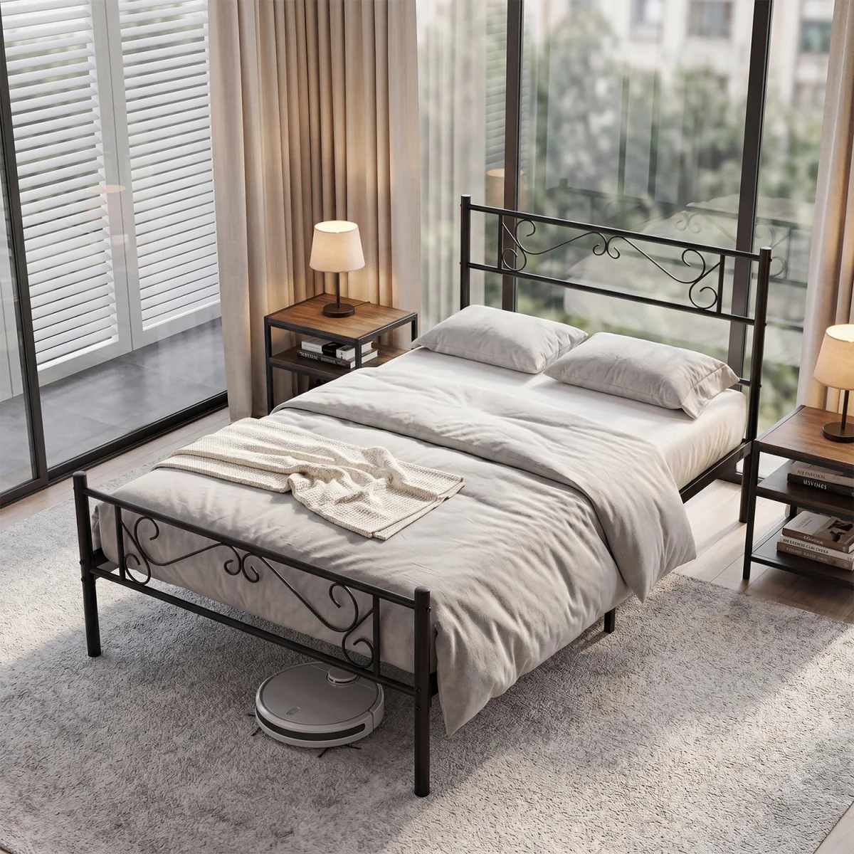 Floral Headboard Bed Frame - Black – image 3