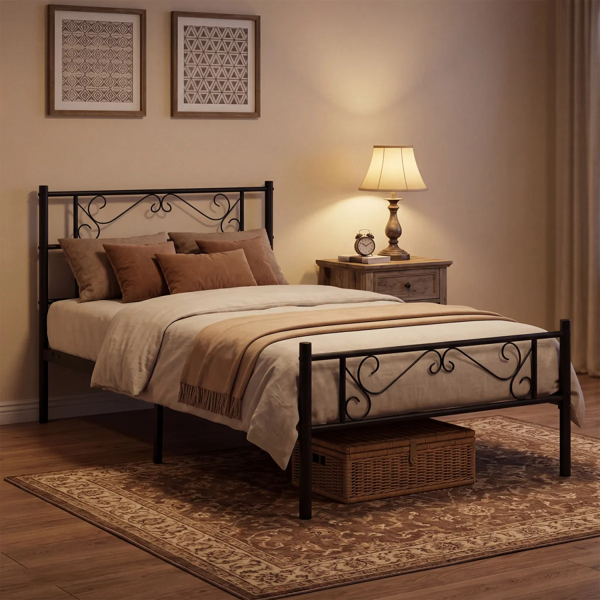 Floral Headboard Bed Frame - Black – image 6