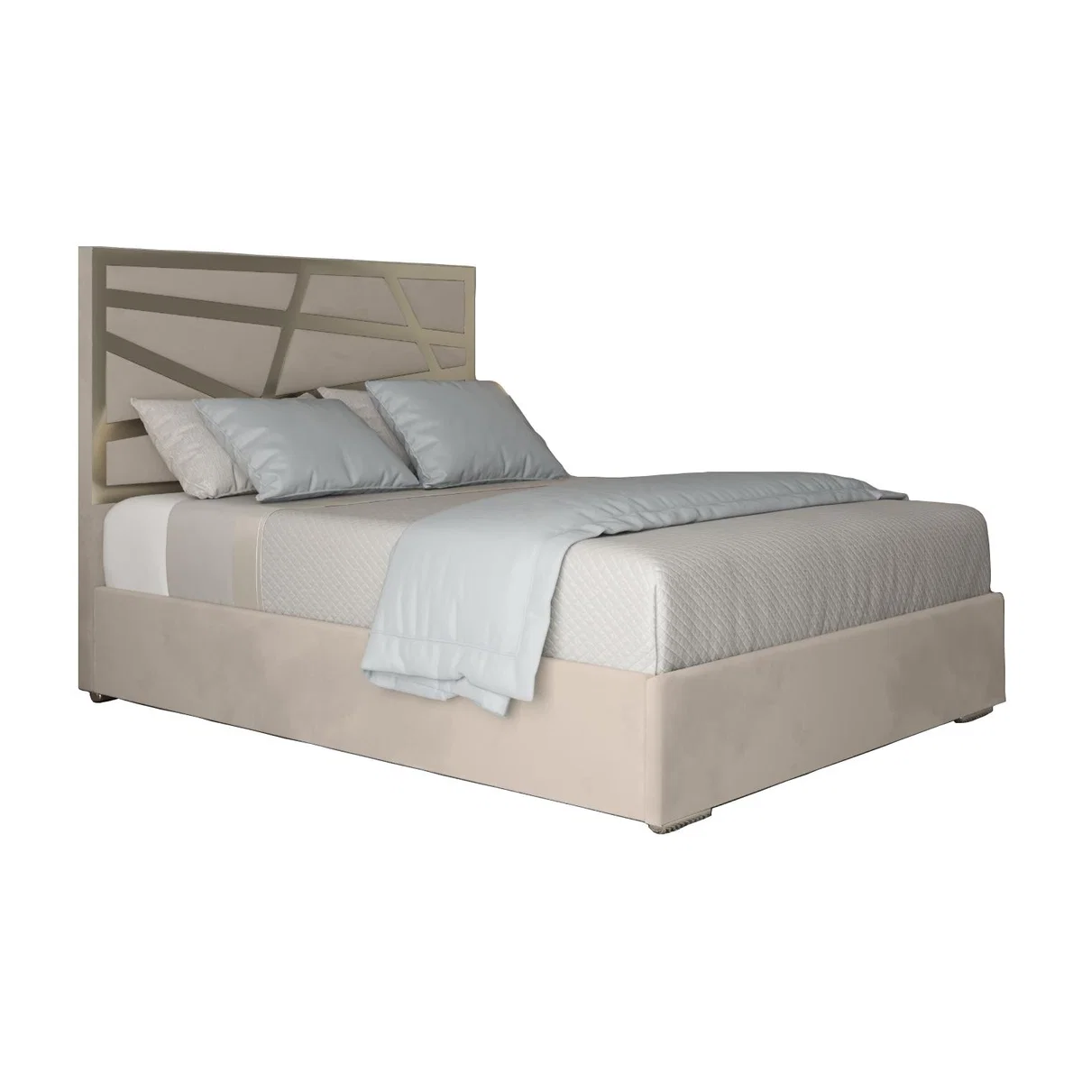 Cloudrest Soft Velvet Upholstered Metal Bed Frame - Cream / Single