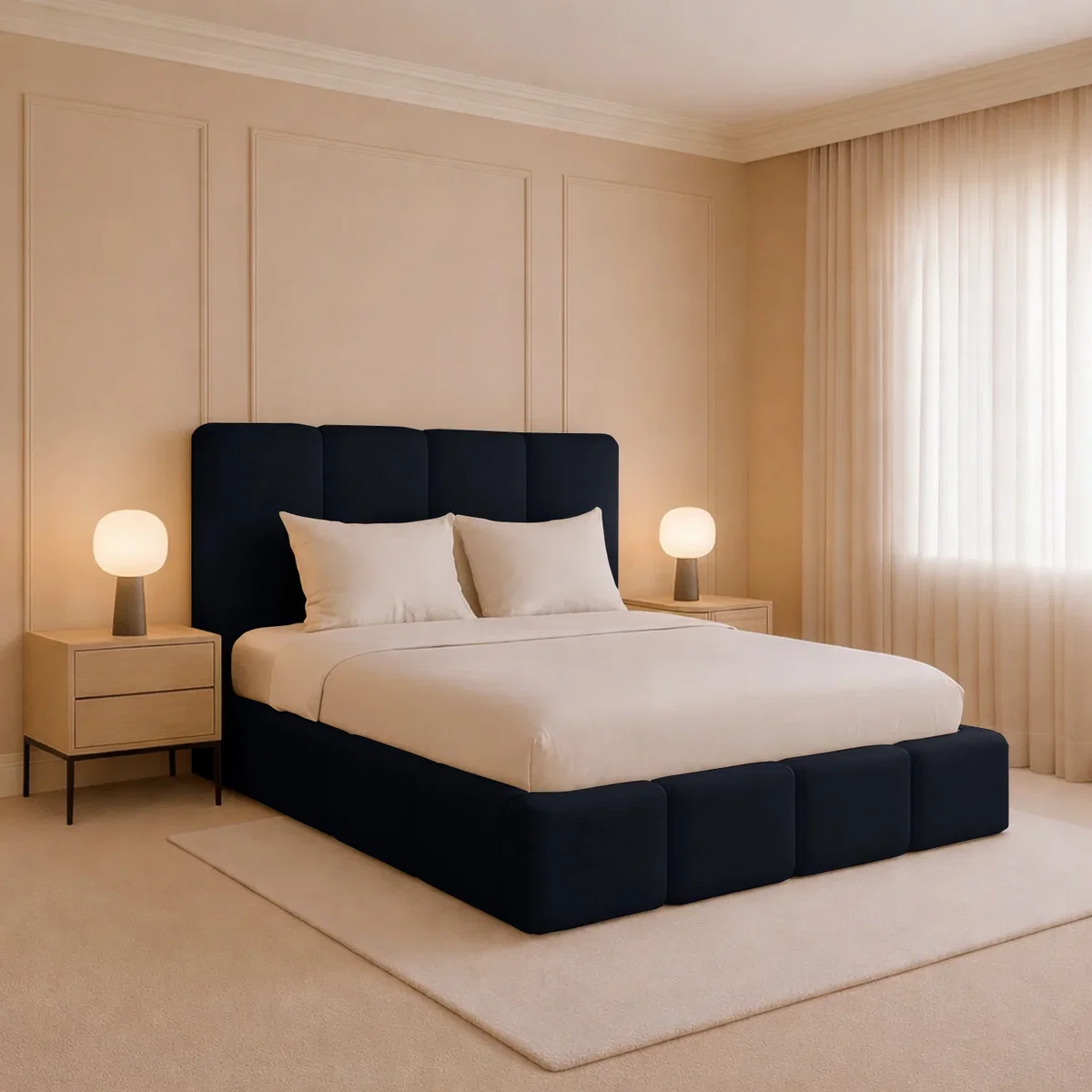 Monaco Plush Velvet Upholstered Bed Frame Double King Super King - Black / Double – image 1