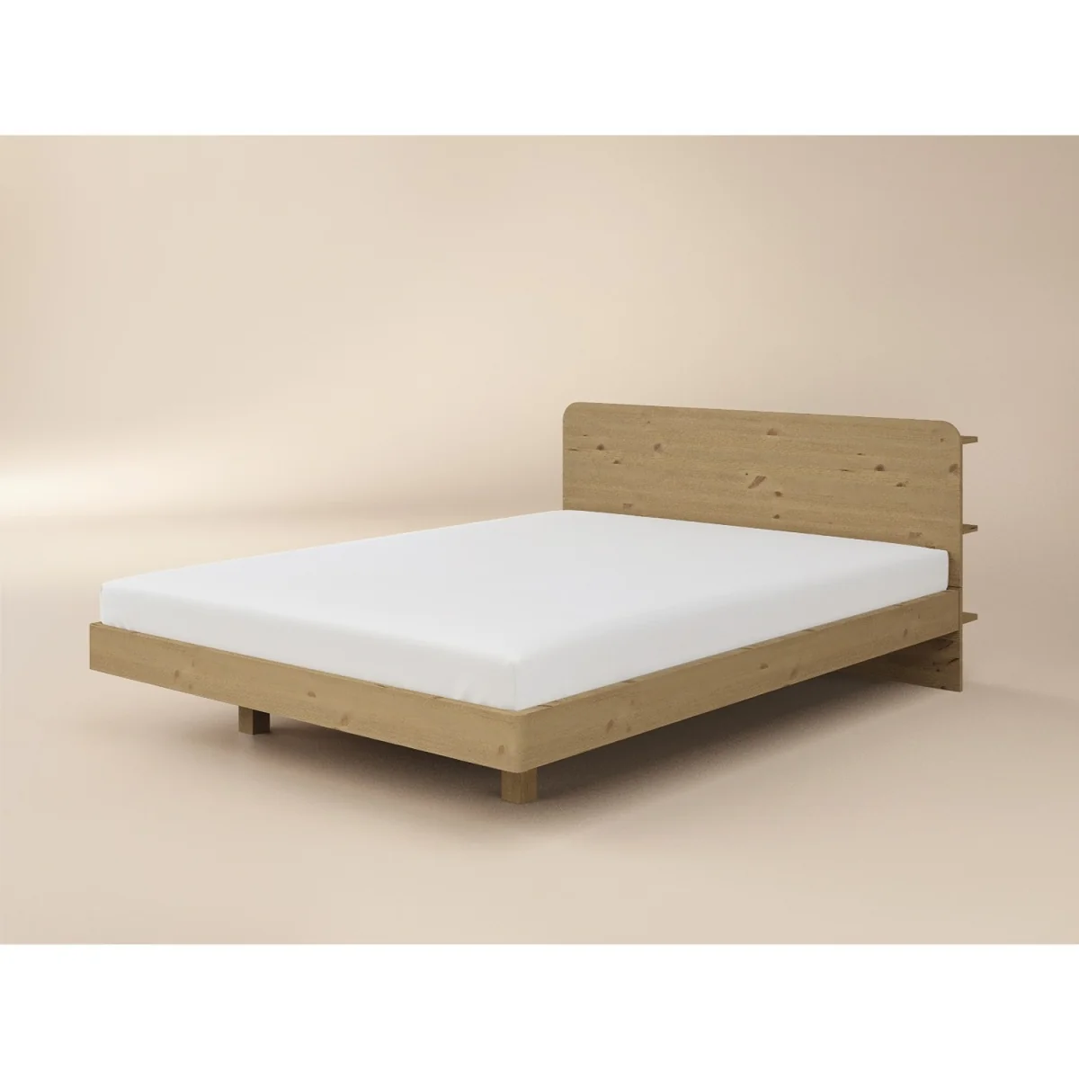 Demi Wooden Bed Frame with Headboard Storage Oak - Oak – image 4