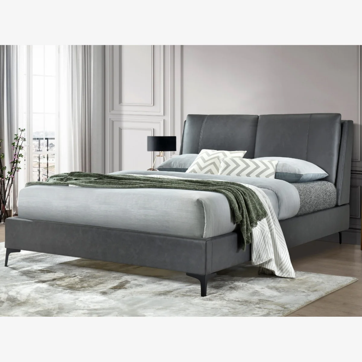 Tuscany Pillow Dark Grey Bed Frame - Kingsize - Dark Grey