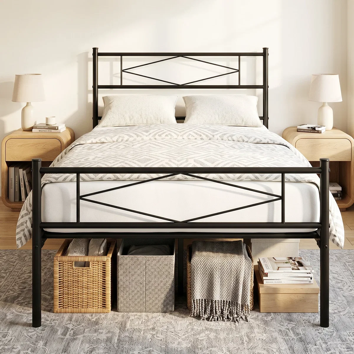 HOMCOM 3ft Single Bed Frame with Steel Slat Support - Black / Single – image 1