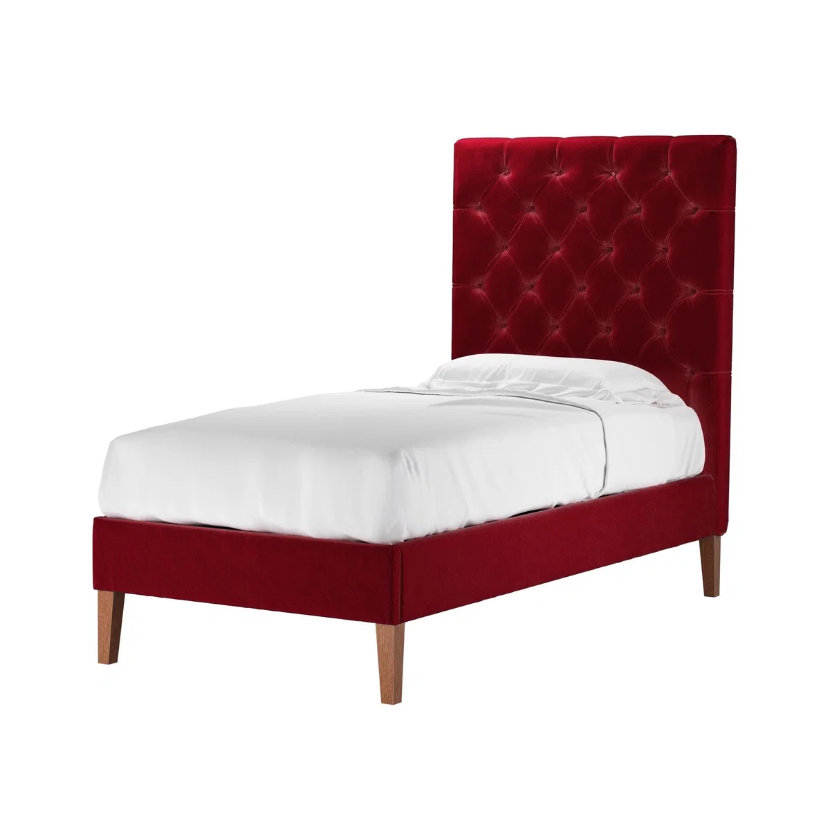 Rosalie 150cm Single Bed in Malbec Cotton Matt Velvet – image 1