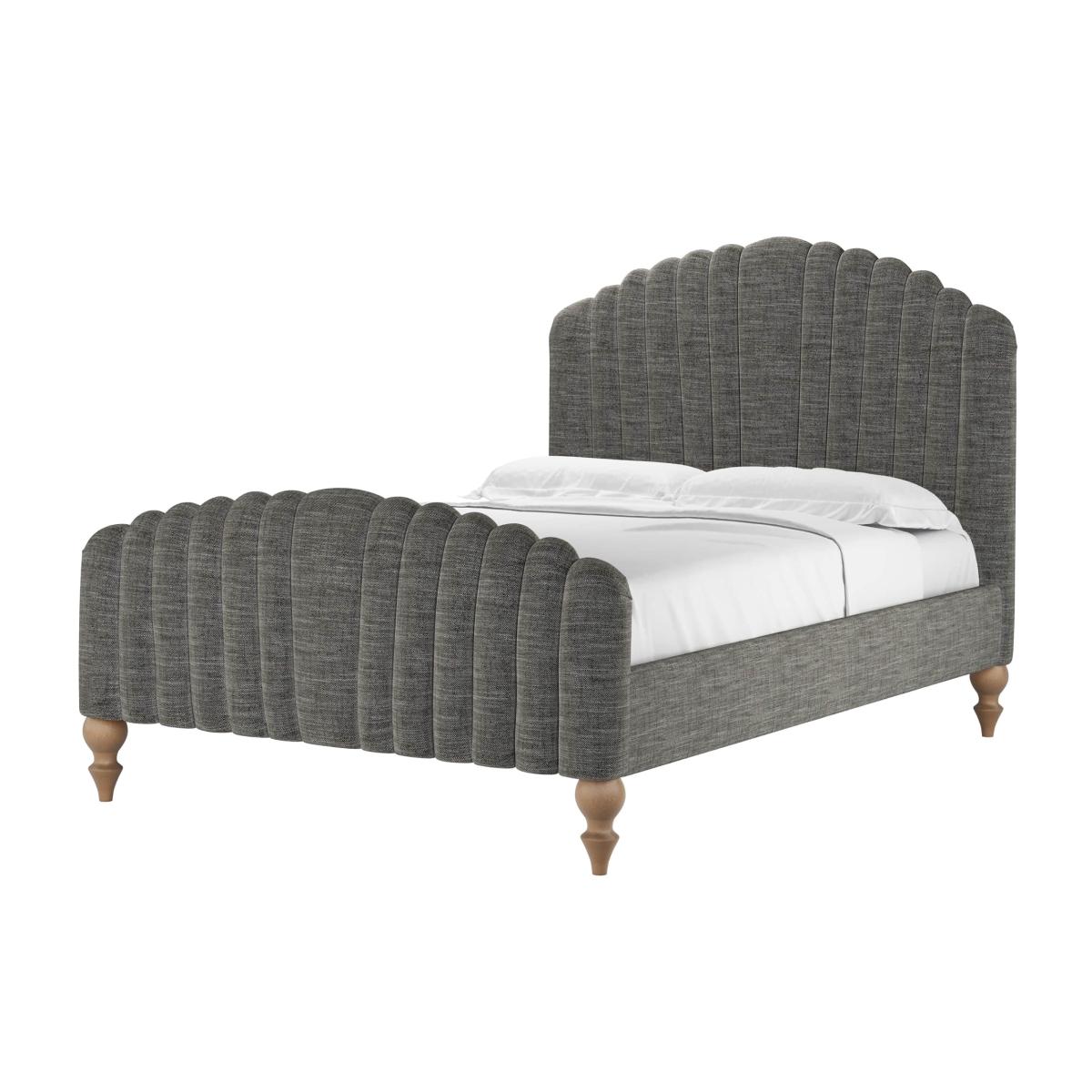 Bella Double Bed in Liquorice Baylee Multi-Tone Viscose Linen – image 1