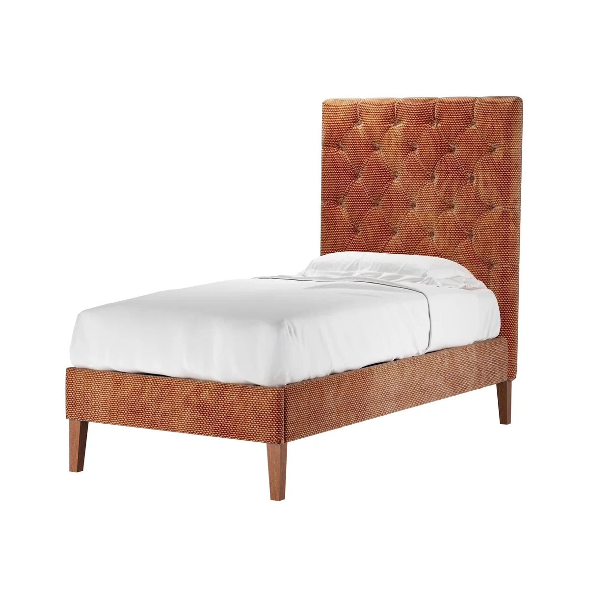 Rosalie 150cm Single Bed in Pomegranate Bubble Velvet – image 1