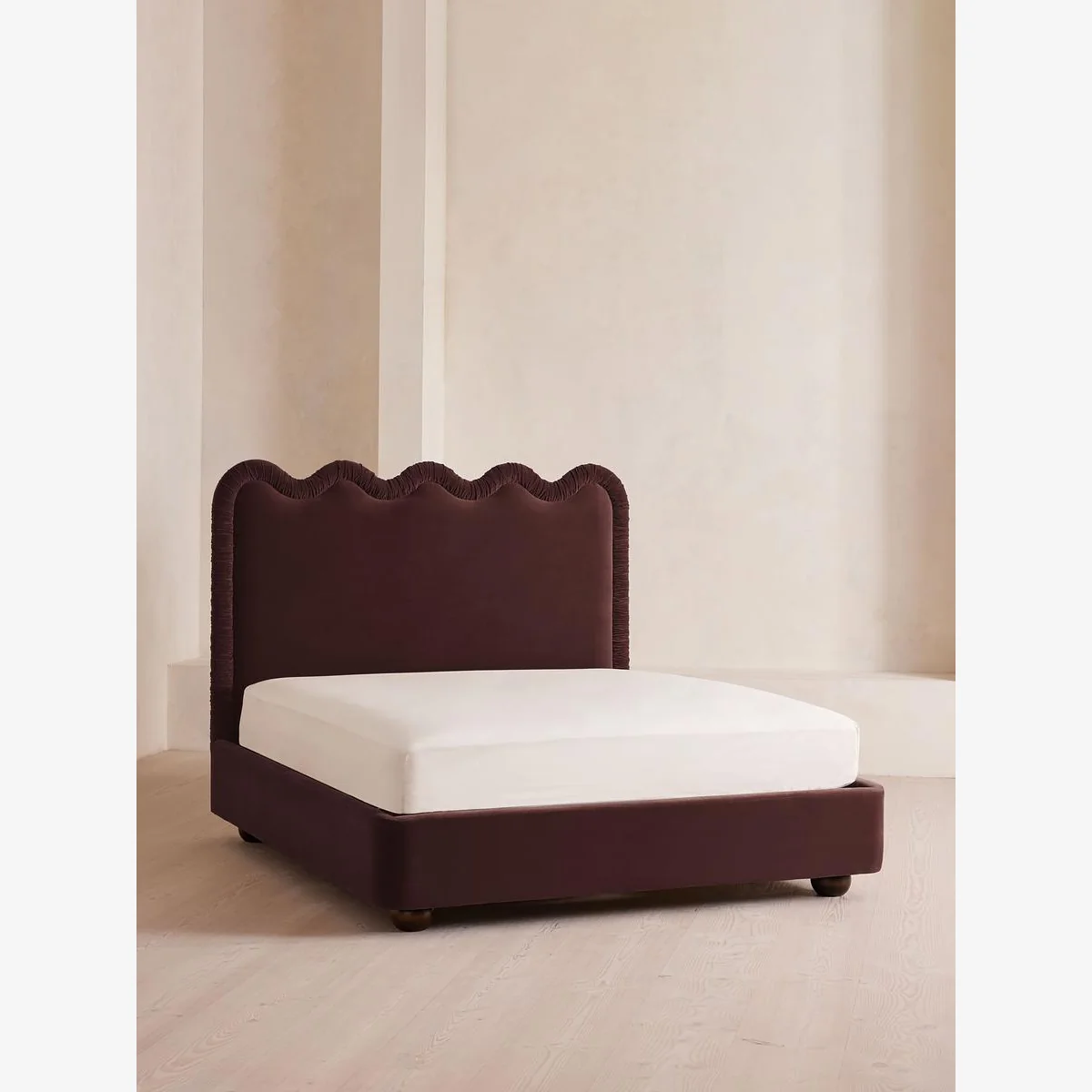 Tristan Bed, King, Velvet, Aubergine, UK – image 1