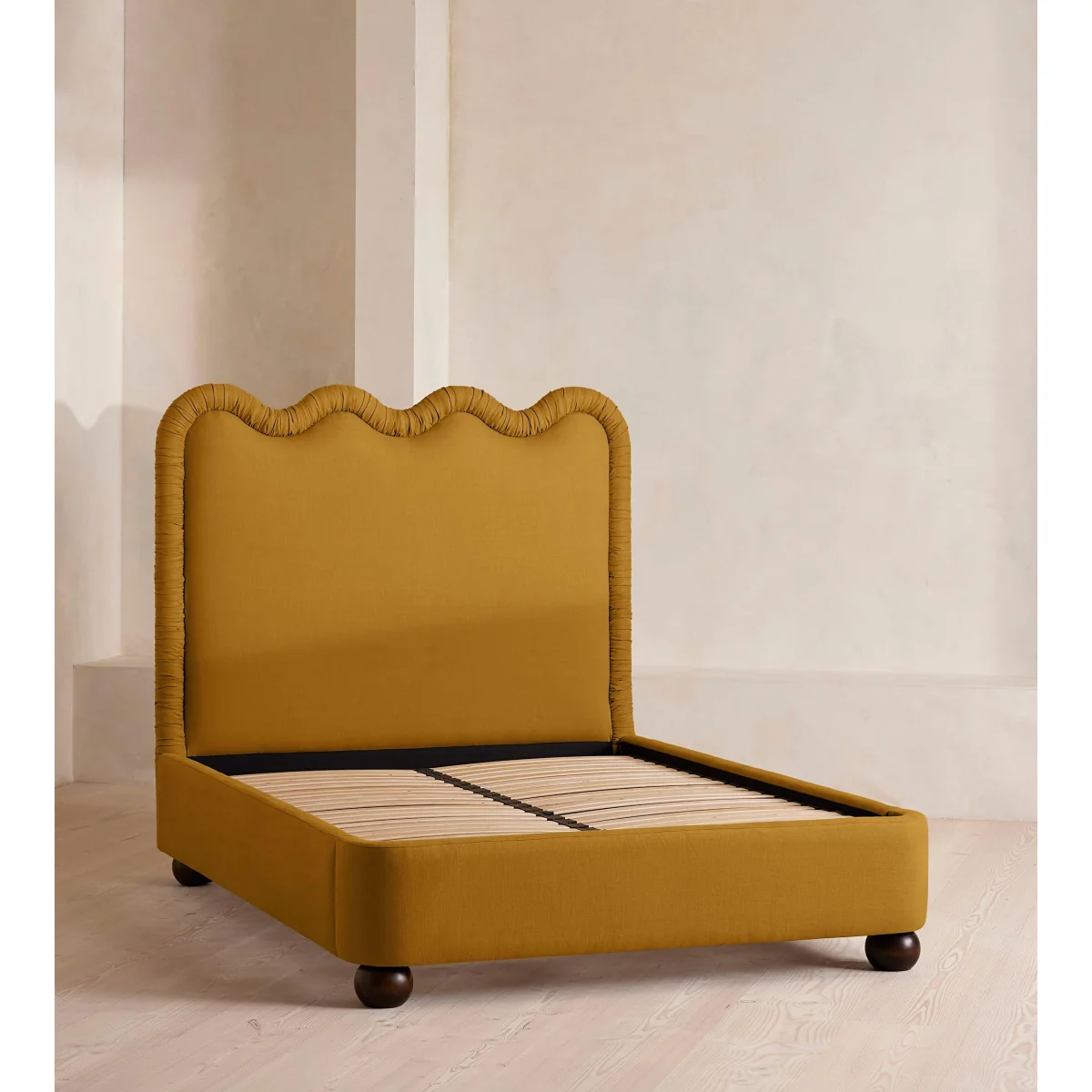 Tristan Bed, King, Linen, Turmeric, UK – image 6