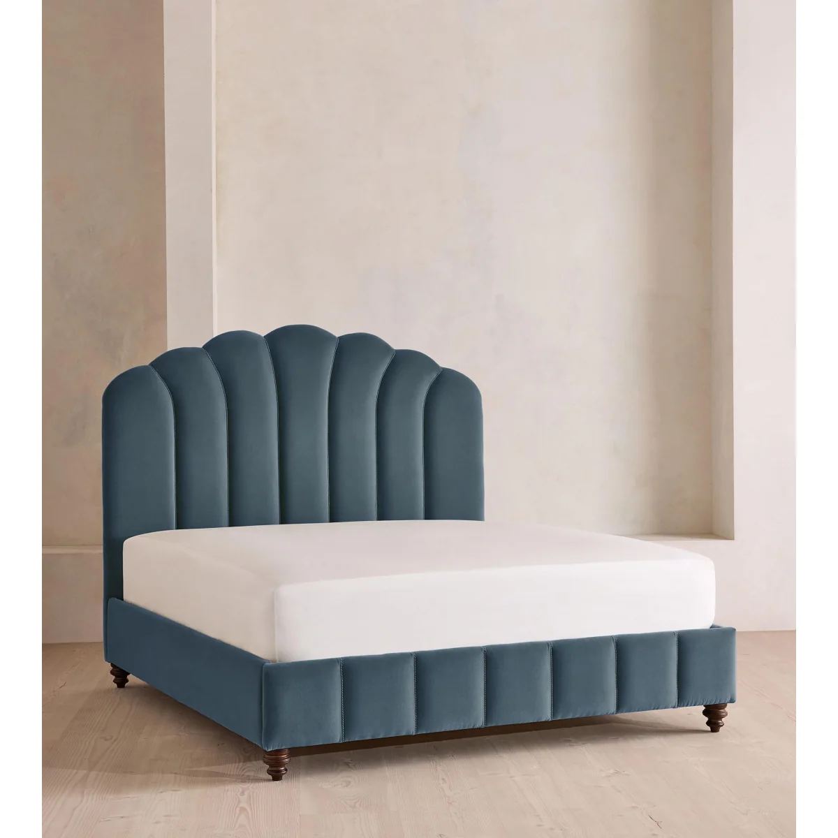 Manette Bed, with Twisted Cord, King, Velvet, Grey Blue – image 2