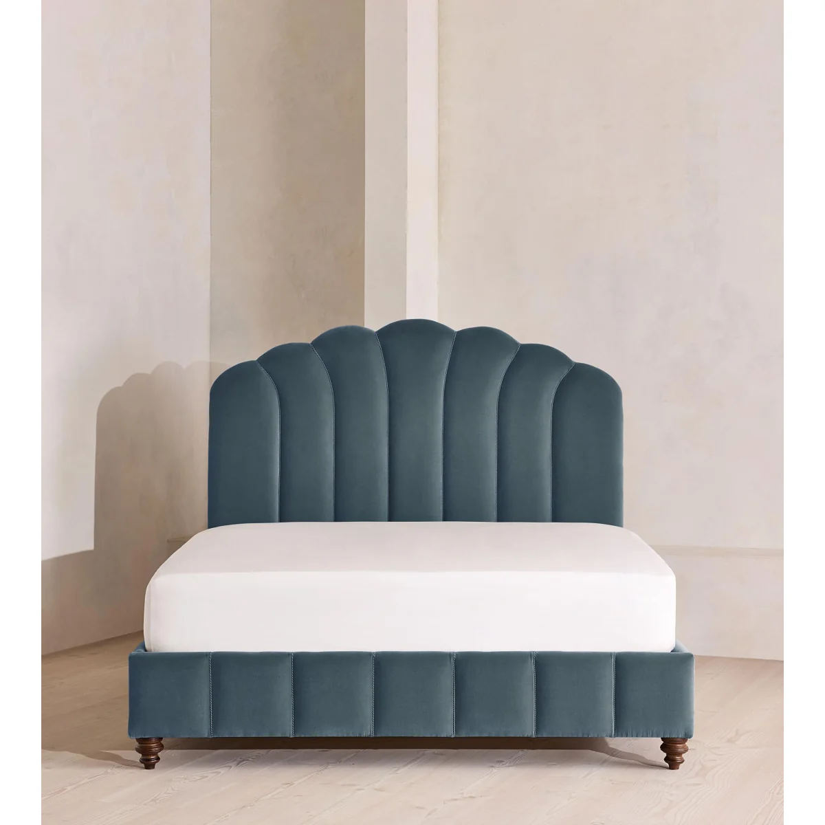 Manette Bed, with Twisted Cord, King, Velvet, Grey Blue – image 3