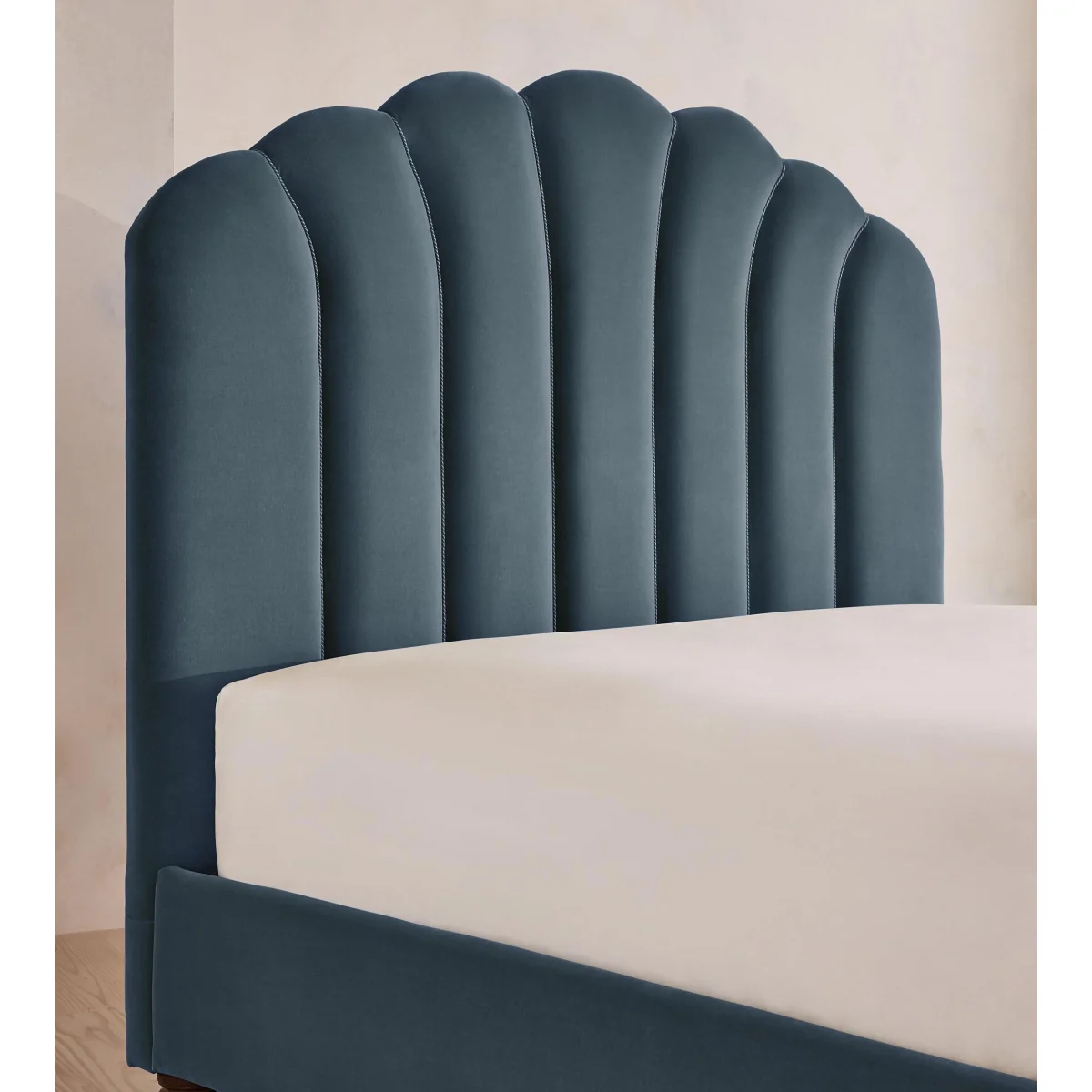Manette Bed, with Twisted Cord, King, Velvet, Grey Blue – image 4