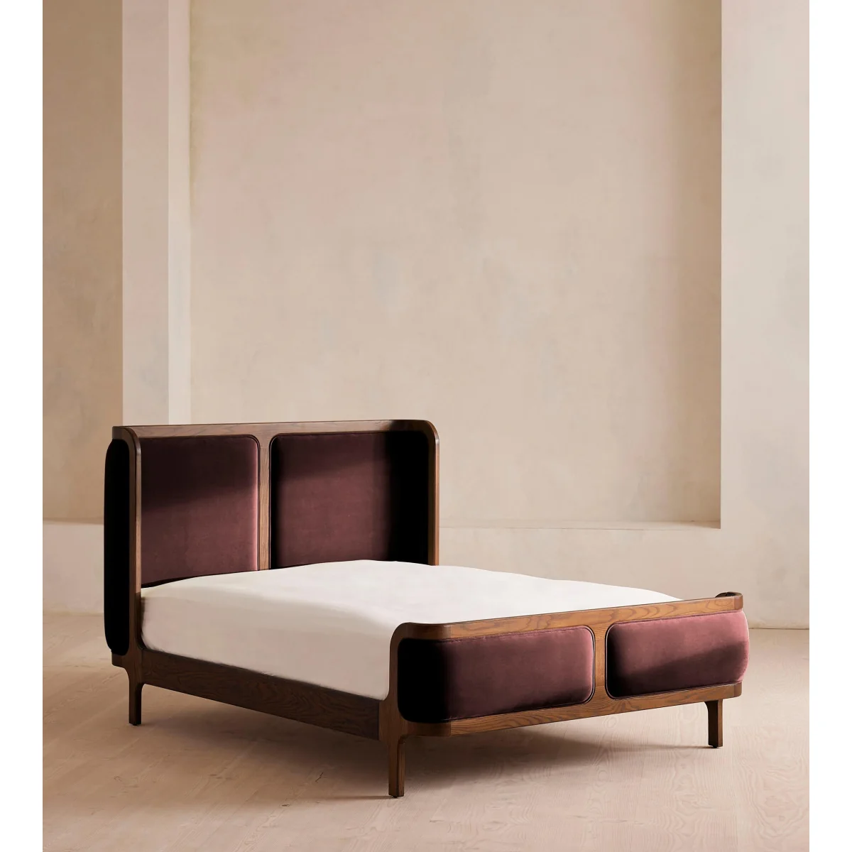 Belsa Bed, Double, Velvet, Aubergine, UK – image 2