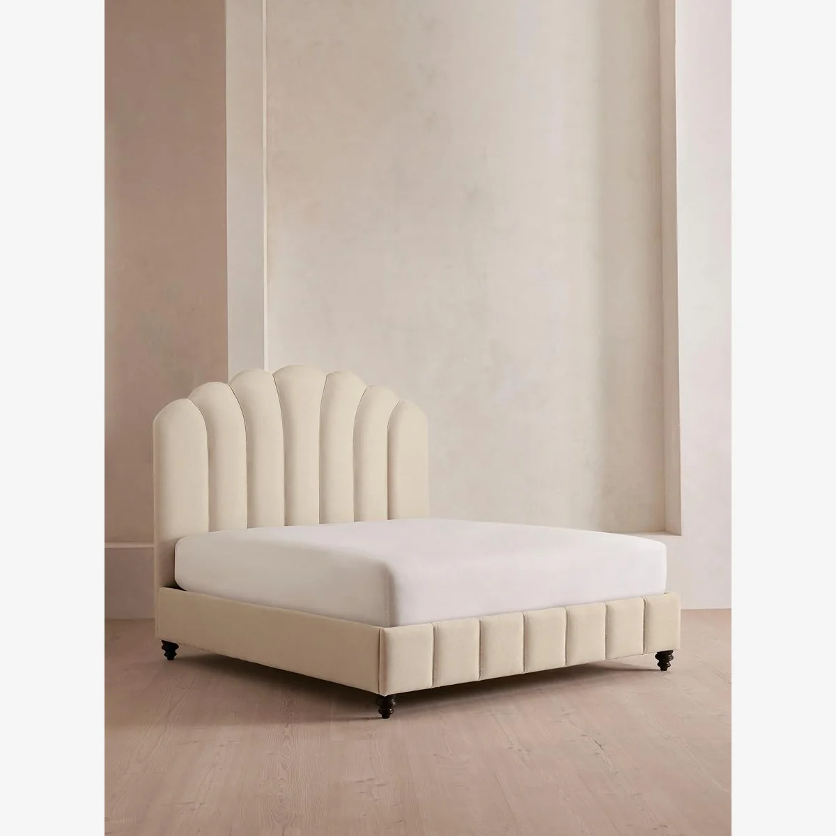 Manette Bed, with Twisted Cord, Double, Linen, Bisque – image 1