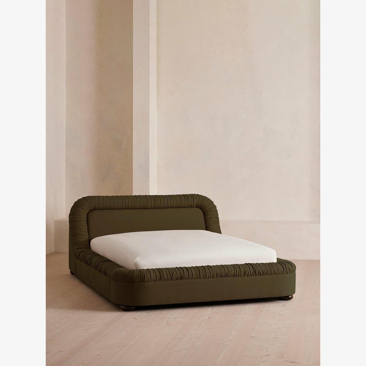 Vara Bed, King, Linen, Olive, US