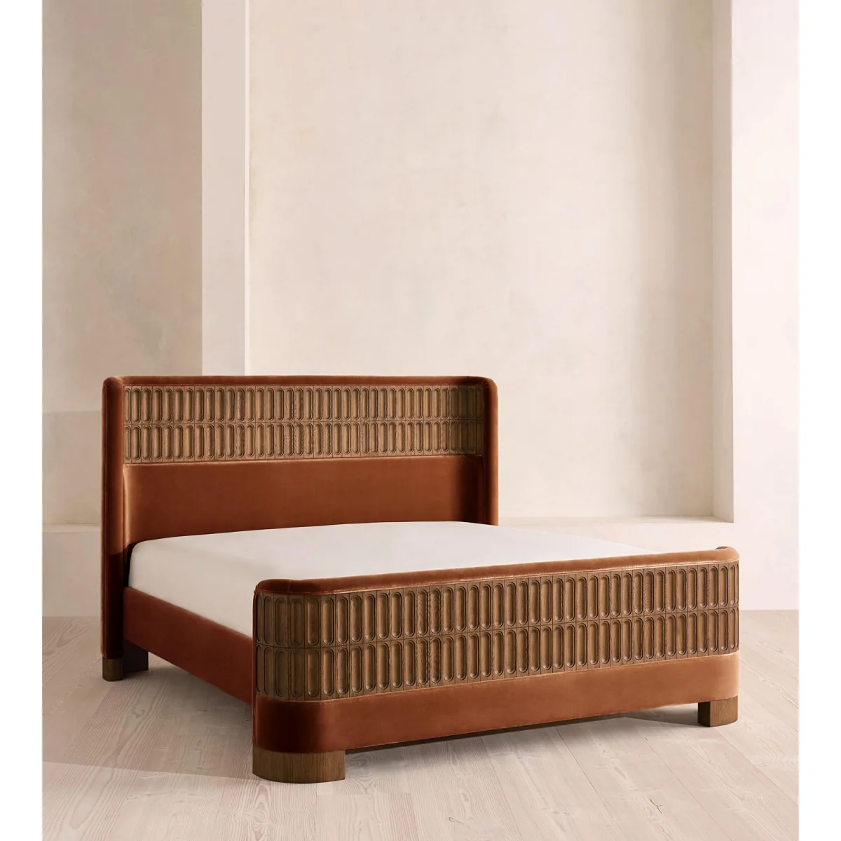 Devon Bed, King, Velvet, Cinnamon, UK – image 2