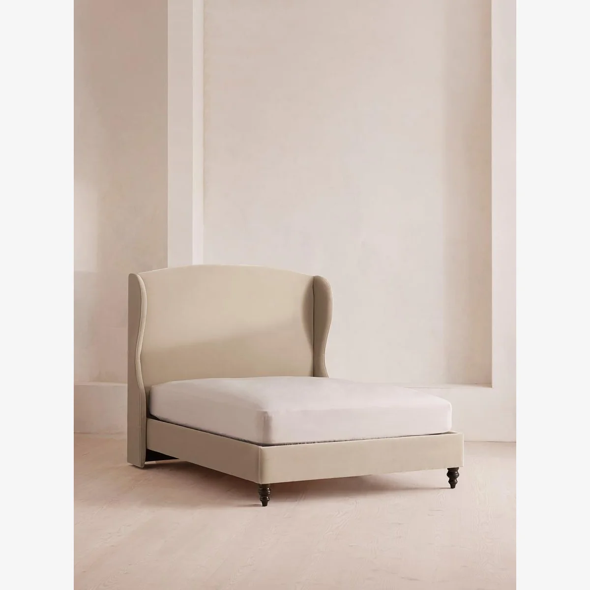 Rivas Bed, Double, Velvet, Oyster, UK – image 1