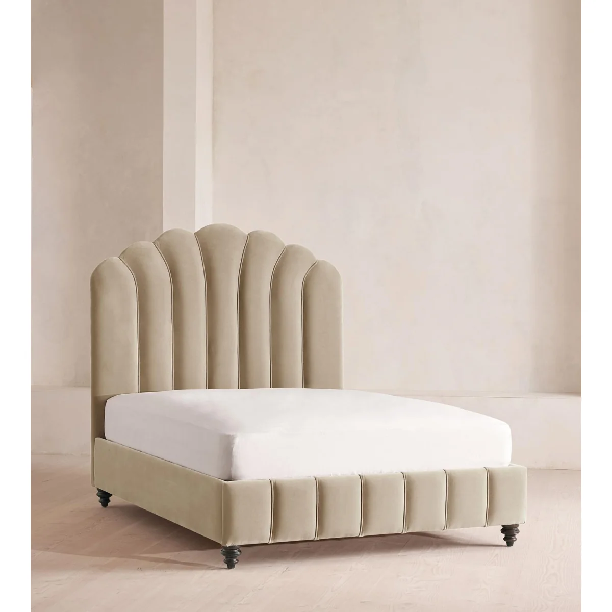 Manette Bed, Double, Velvet, Oyster, UK – image 2