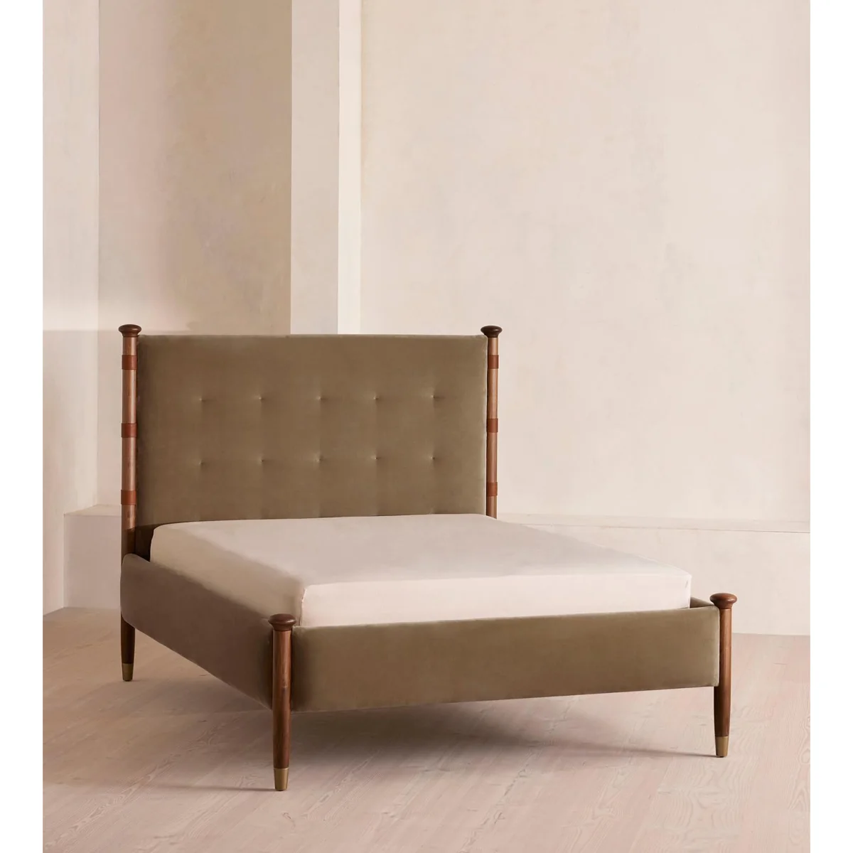 Paolo Bed, Double, Velvet, Truffle, UK – image 2