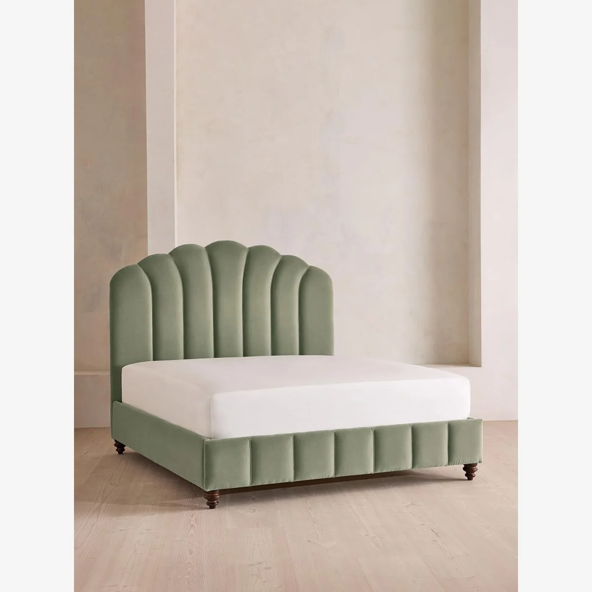 Manette Bed, with Twisted Cord, Double, Velvet, Seafoam, UK – image 1